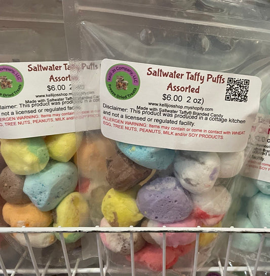 Salt Water Taffy Puffs (2.0 oz) (Assorted, cotton candy, or watermelon)